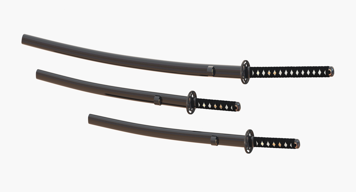 3D model Japanese Sword Katana Display Rack Stand 5 Pcs Set