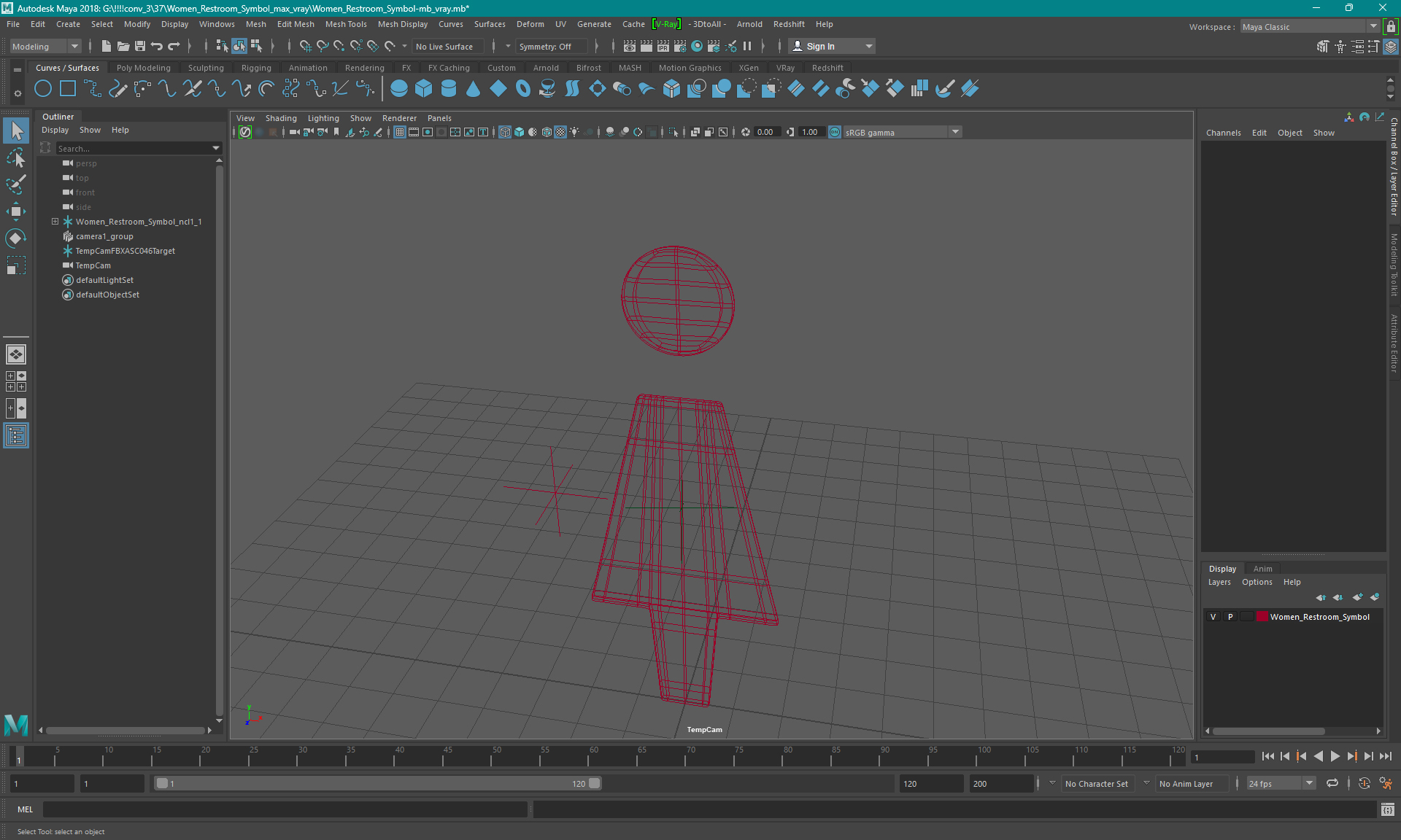 3D Women Restroom Symbol