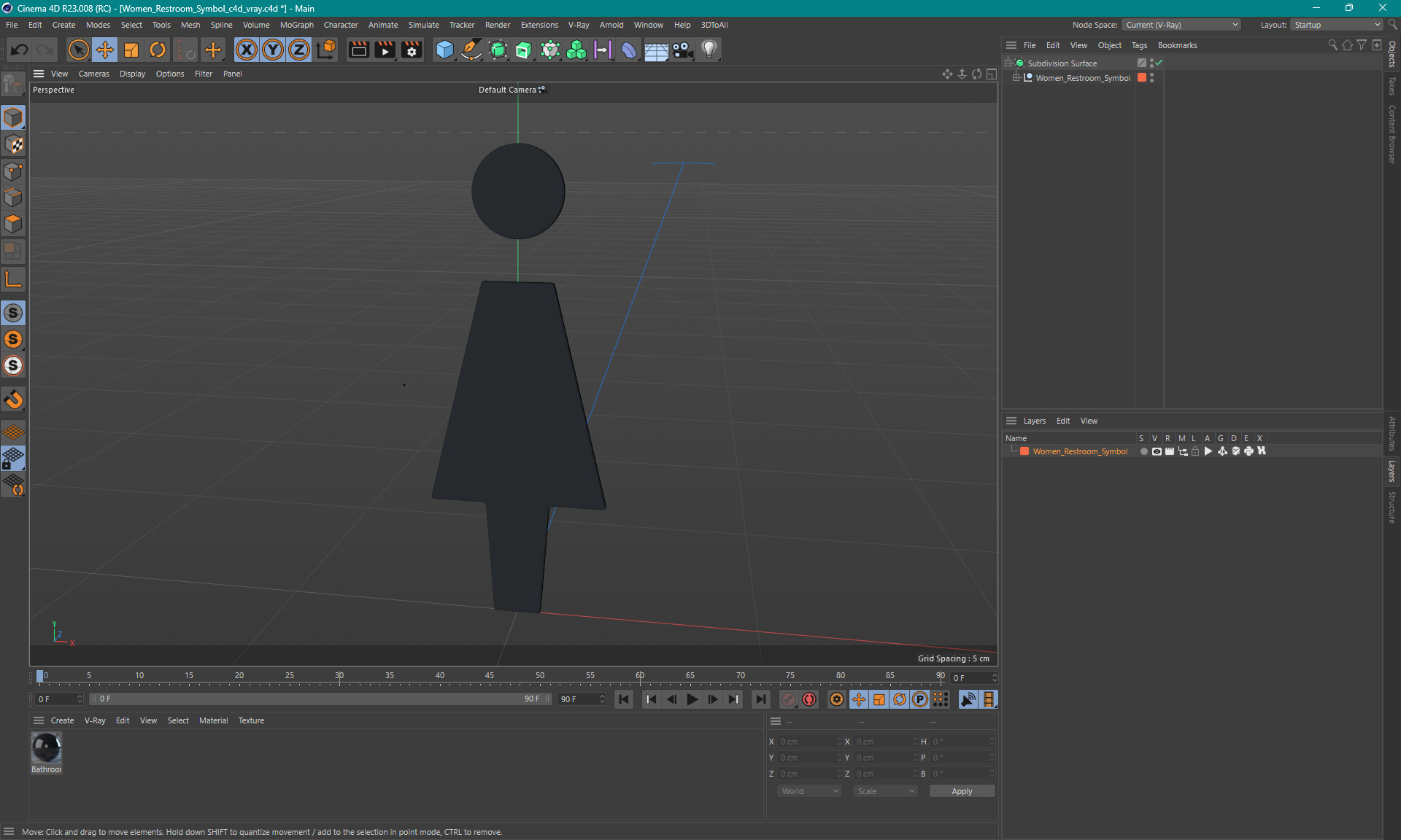 3D Women Restroom Symbol