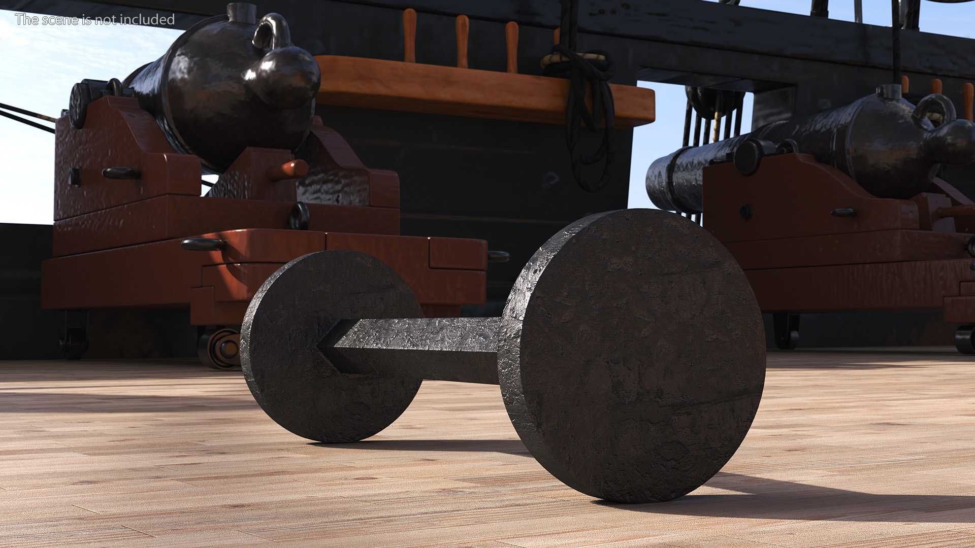 3D Naval Cannon Bar Shot Flat