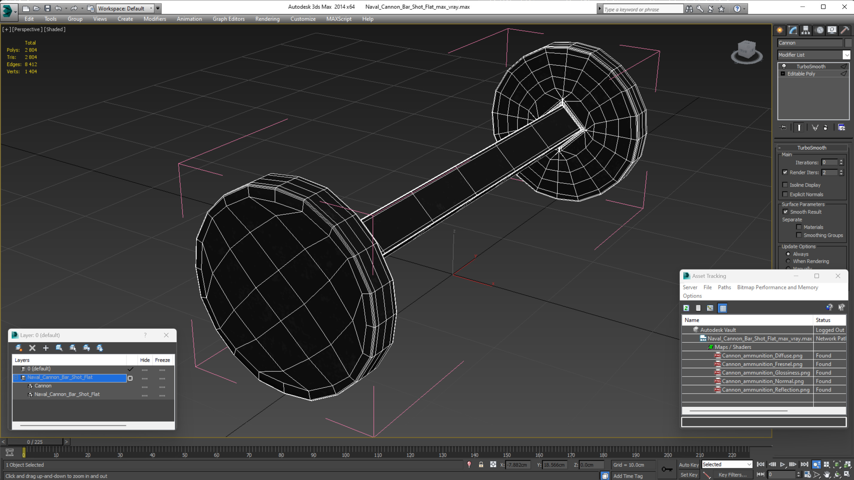 3D Naval Cannon Bar Shot Flat