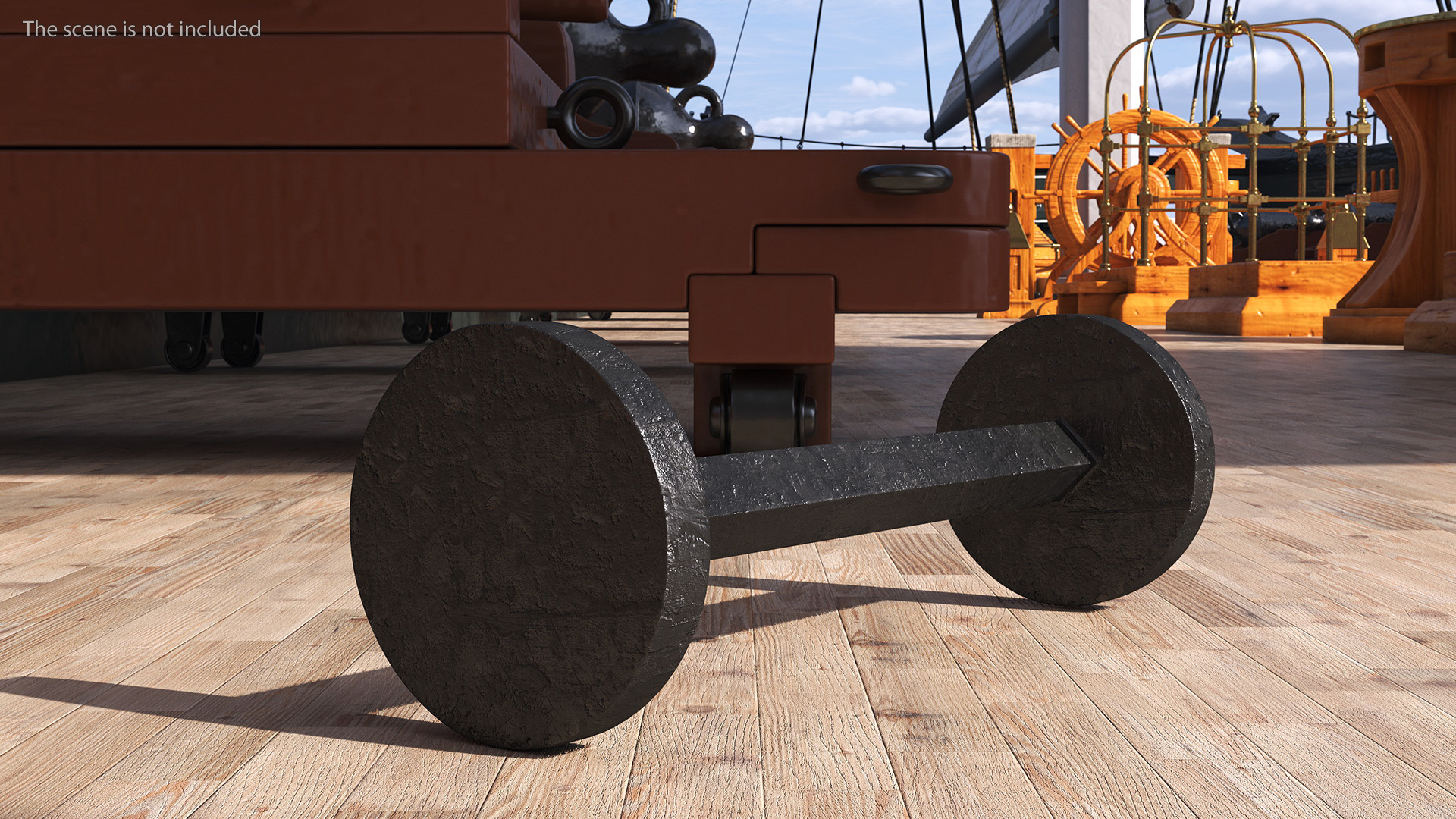3D Naval Cannon Bar Shot Flat