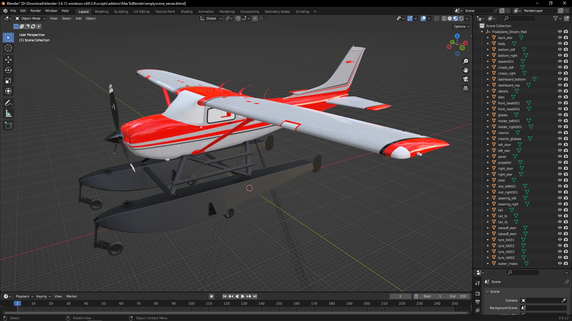 3D model Floatplane Dream Red