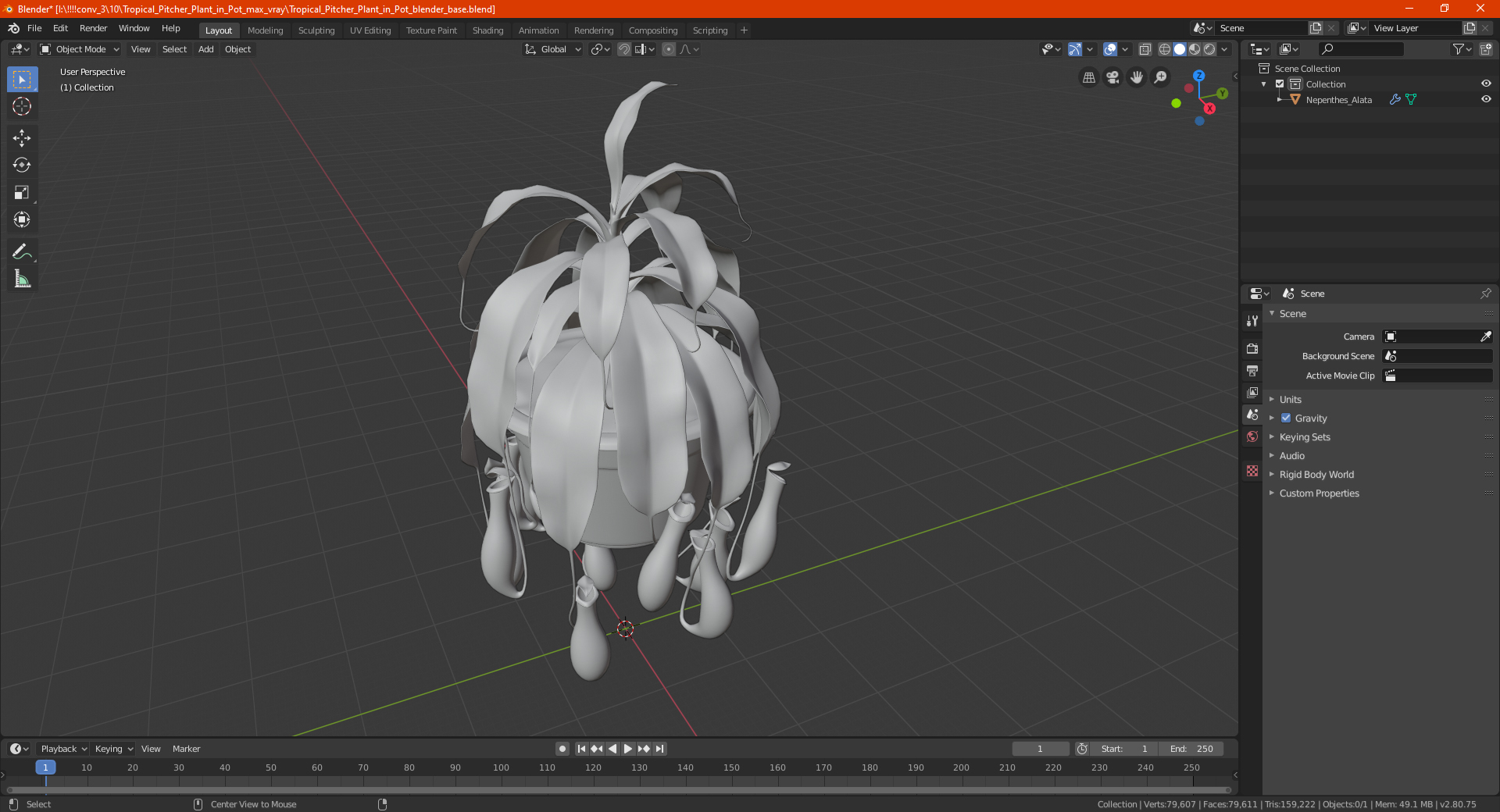Tropical Pitcher Plant in Pot 3D model