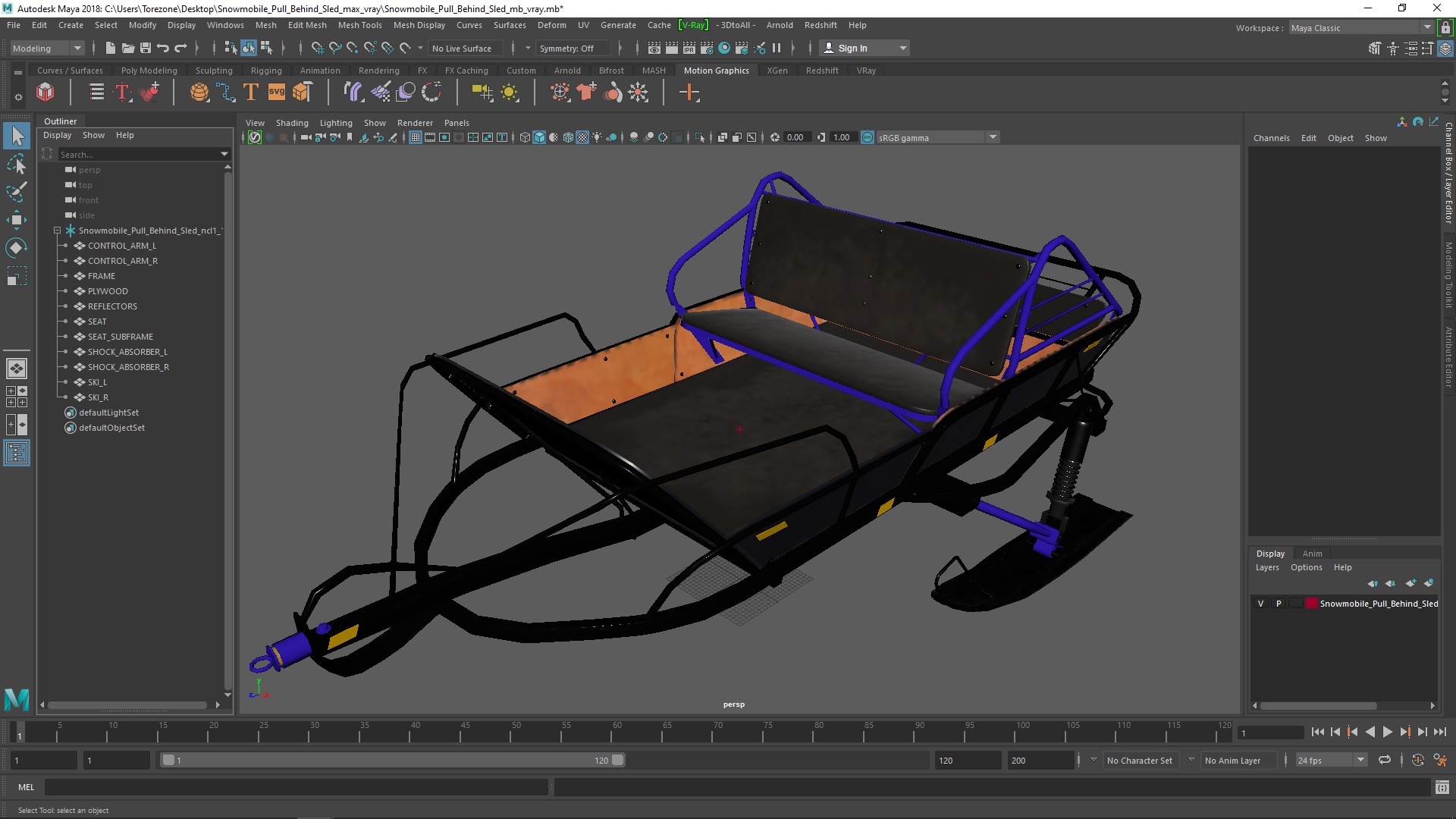 Snowmobile Pull Behind Sled 3D