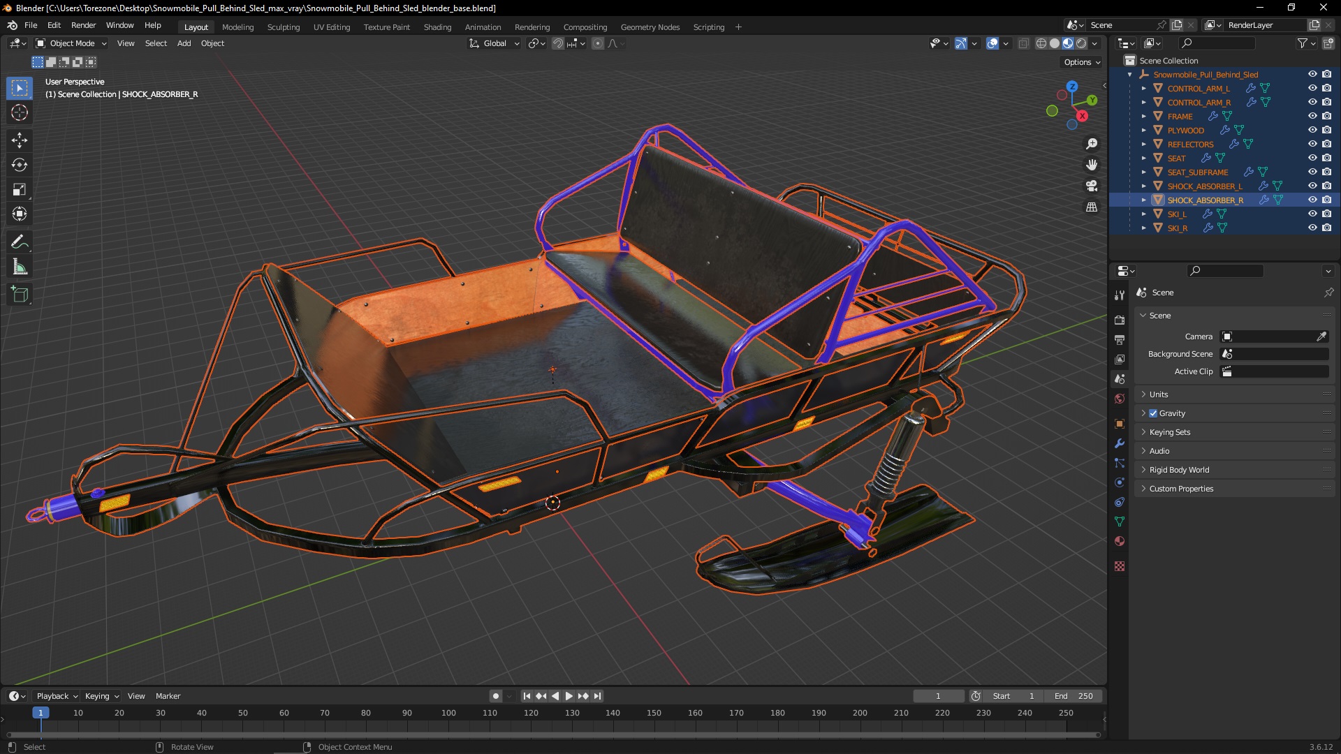 Snowmobile Pull Behind Sled 3D