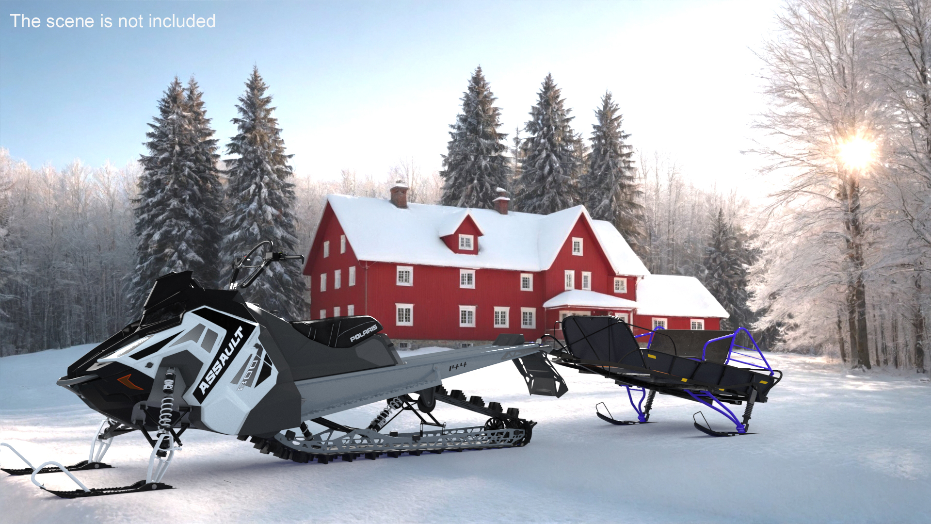 Snowmobile Pull Behind Sled 3D