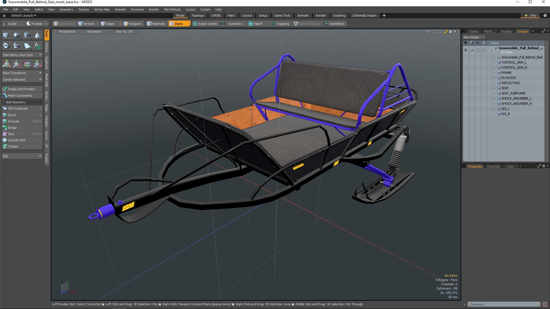 Snowmobile Pull Behind Sled 3D
