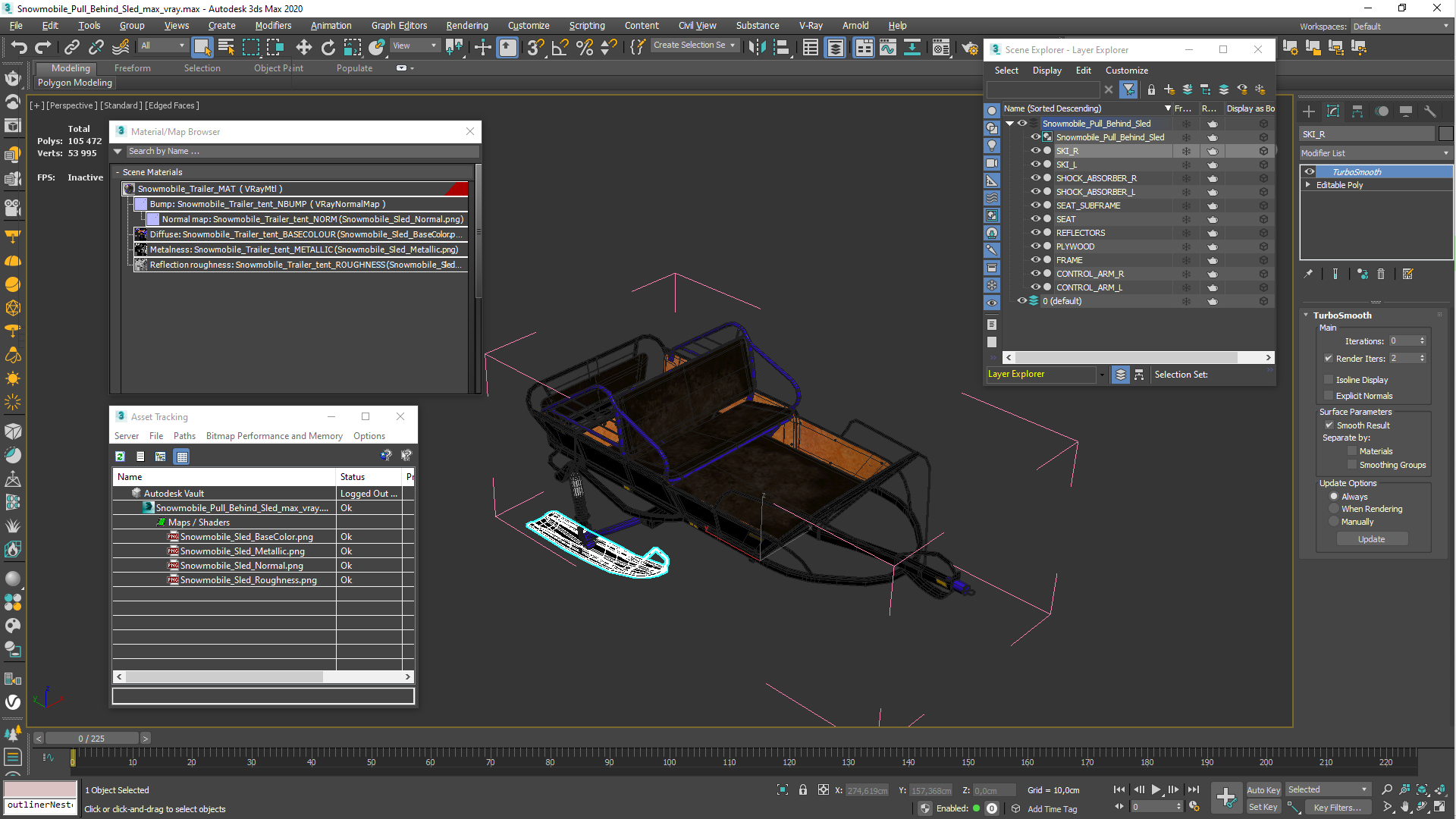 Snowmobile Pull Behind Sled 3D