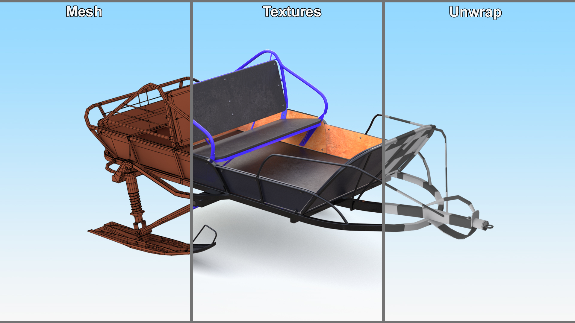 Snowmobile Pull Behind Sled 3D
