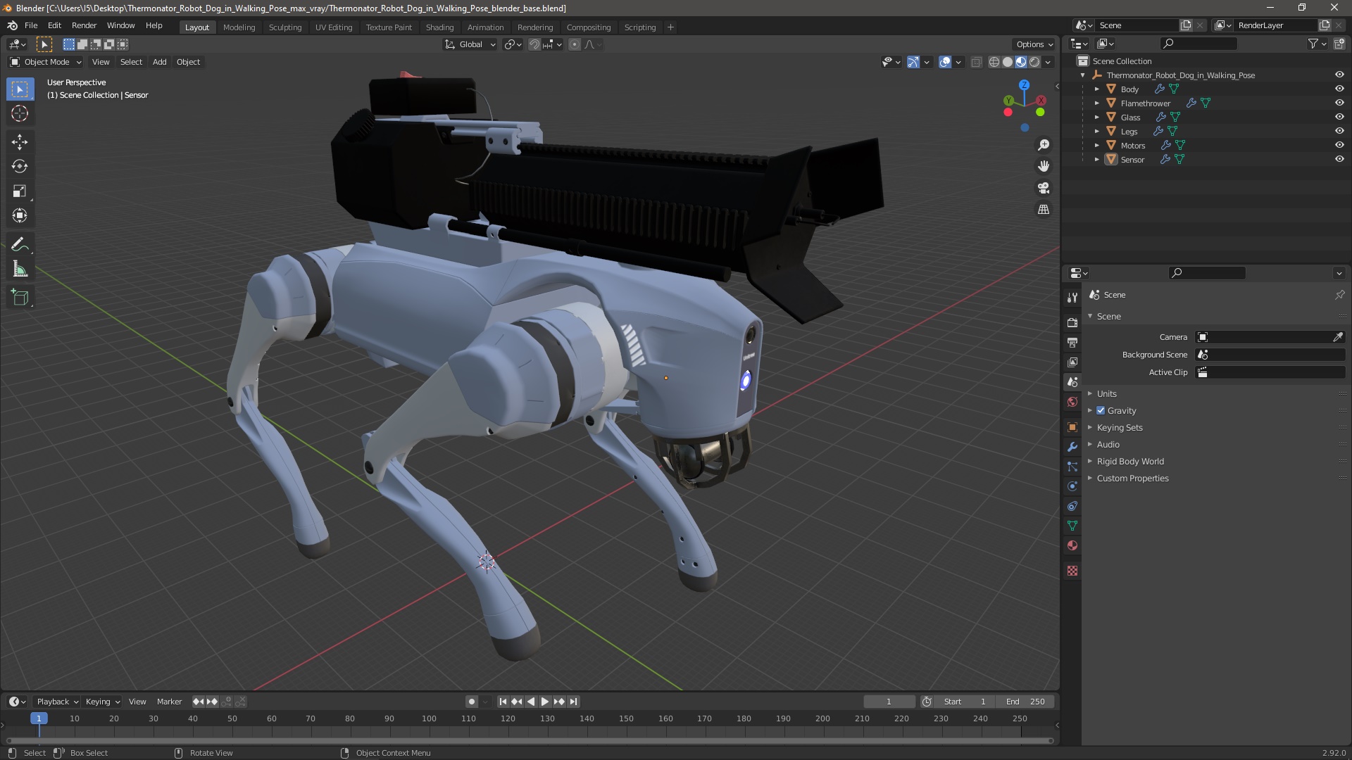 Thermonator Robot Dog in Walking Pose 3D