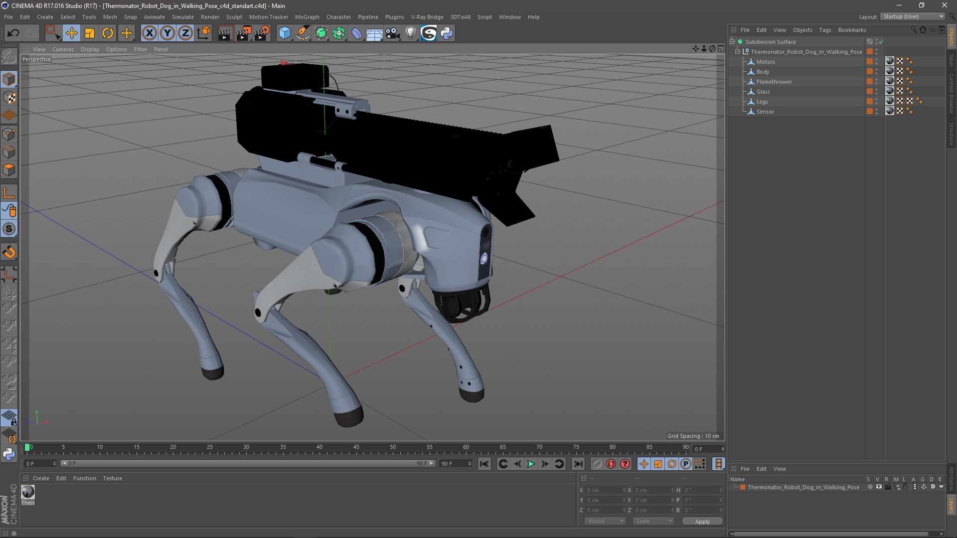 Thermonator Robot Dog in Walking Pose 3D