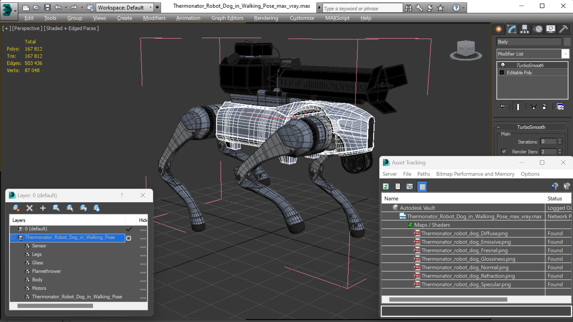 Thermonator Robot Dog in Walking Pose 3D