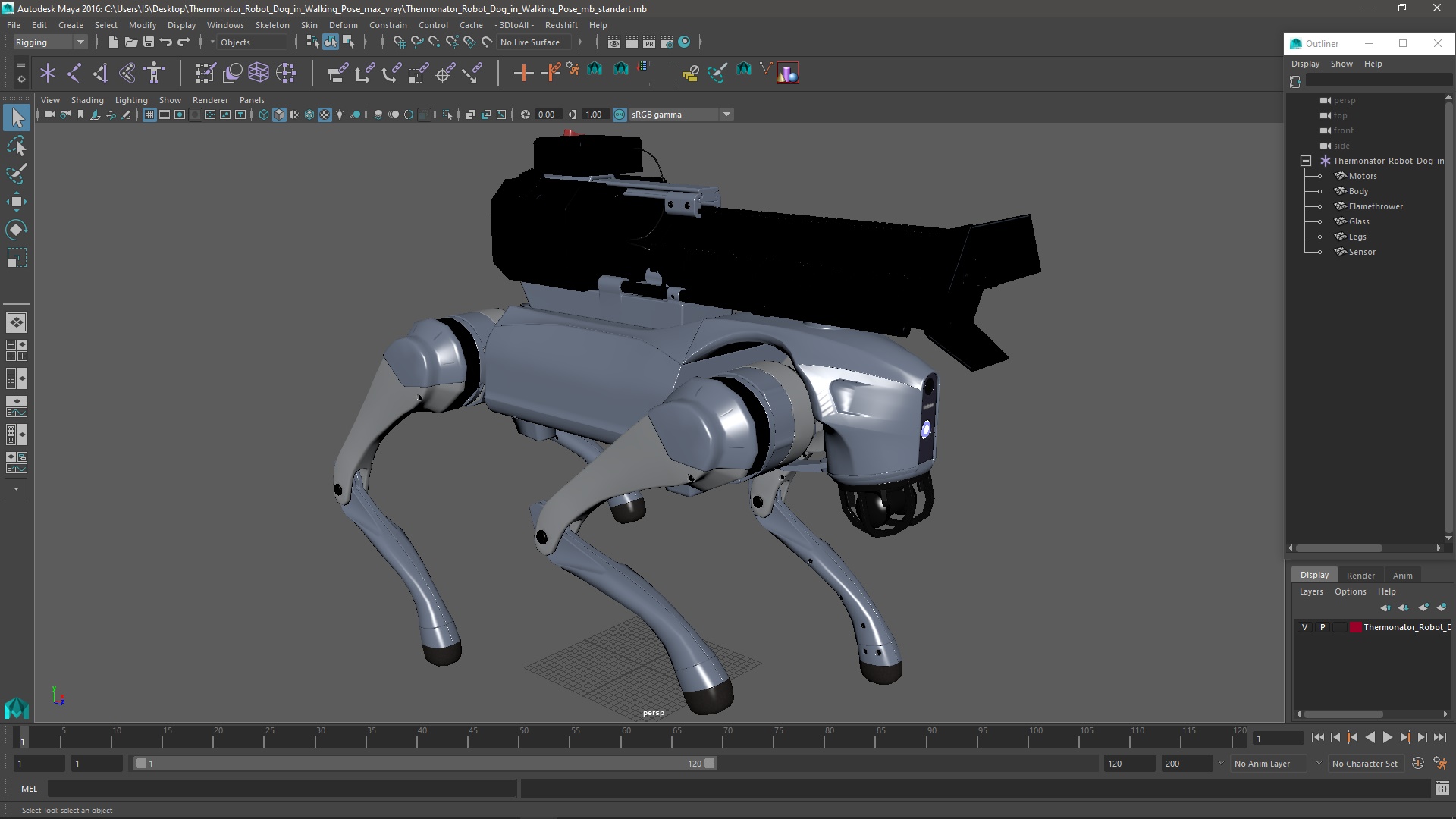 Thermonator Robot Dog in Walking Pose 3D
