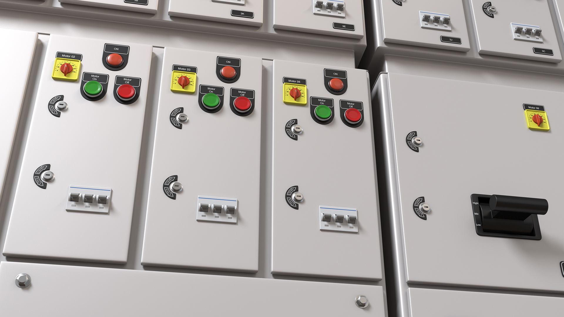 3D Industrial Large Cabinet With Electrical Panel