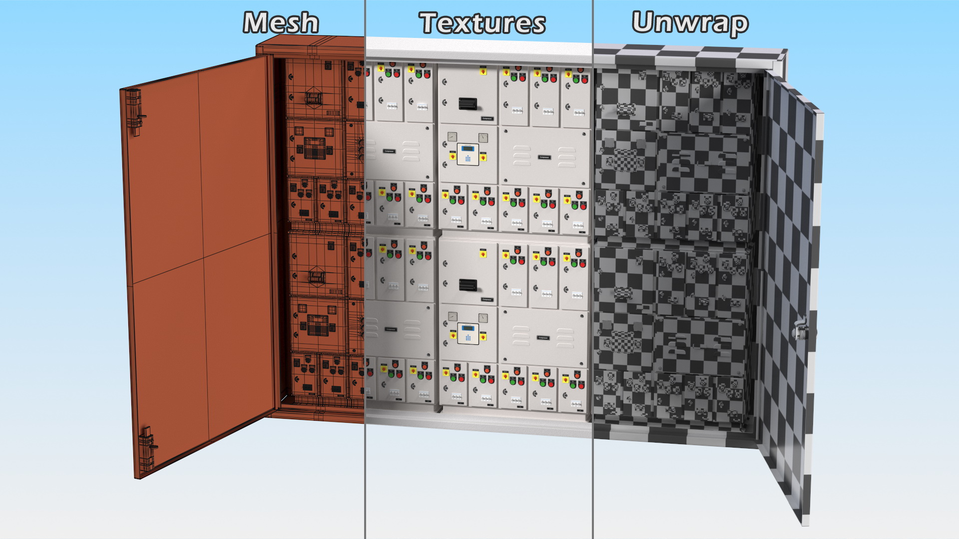 3D Industrial Large Cabinet With Electrical Panel