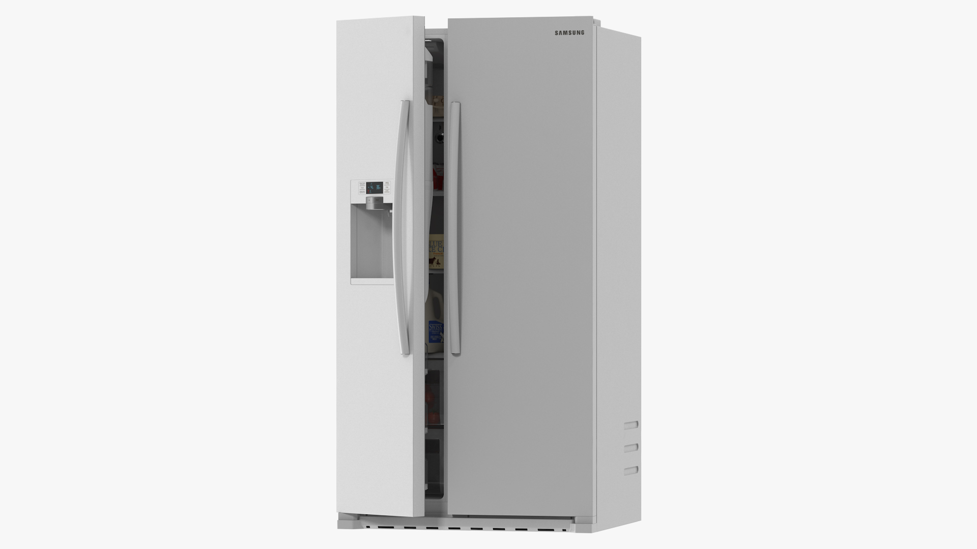 Samsung Side By Side Refrigerator Open with Products 3D