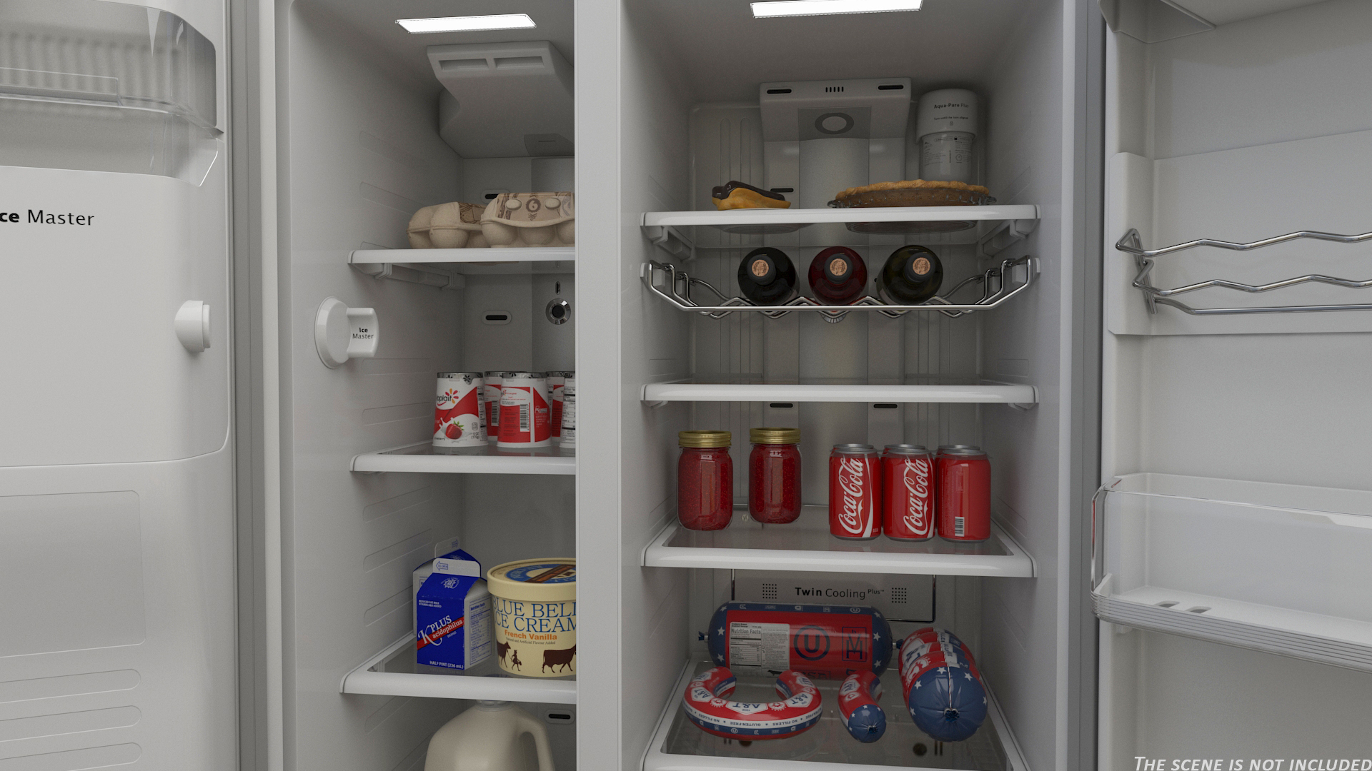 Samsung Side By Side Refrigerator Open with Products 3D