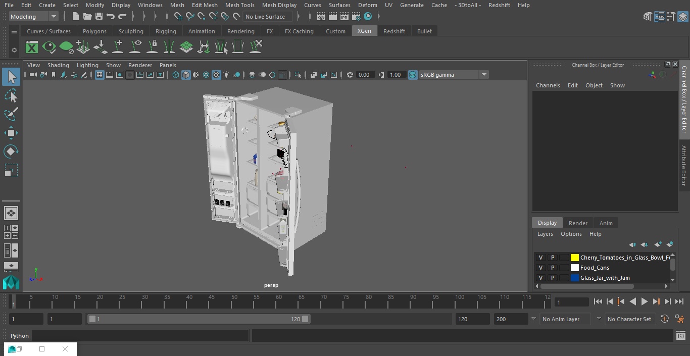 Samsung Side By Side Refrigerator Open with Products 3D