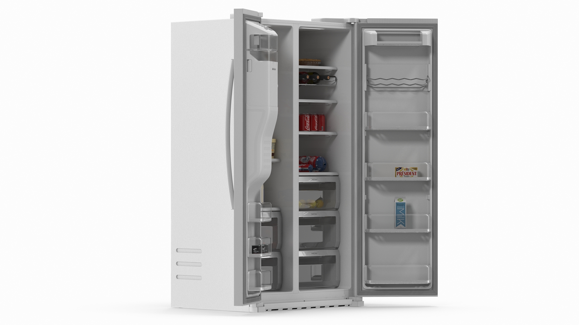 Samsung Side By Side Refrigerator Open with Products 3D