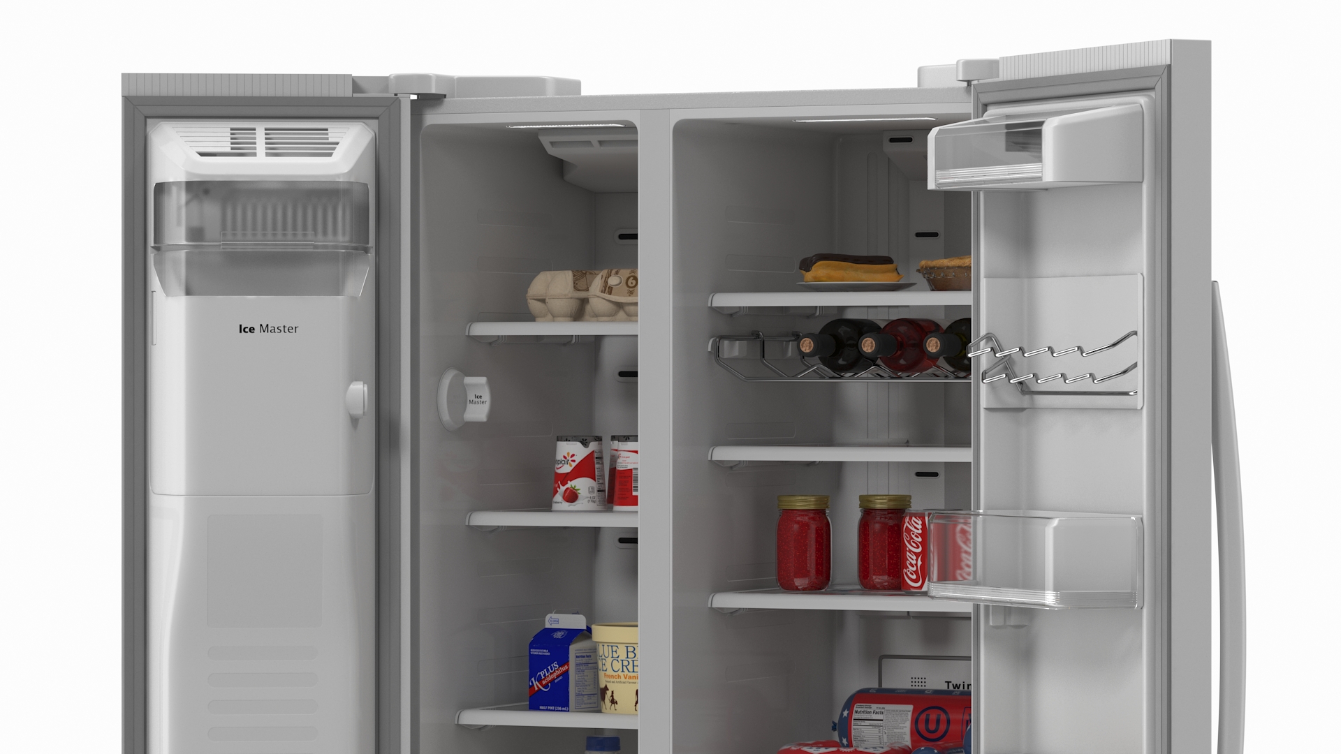 Samsung Side By Side Refrigerator Open with Products 3D