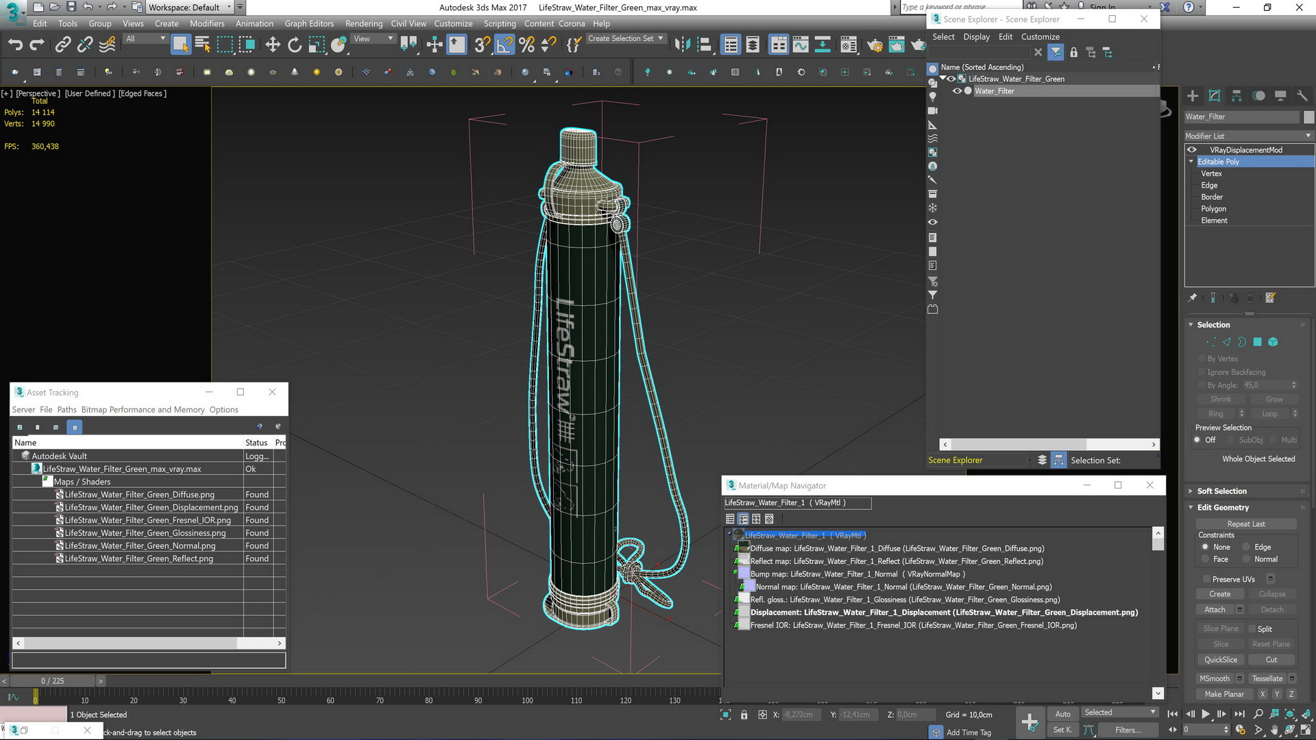 3D LifeStraw Water Filter Green model