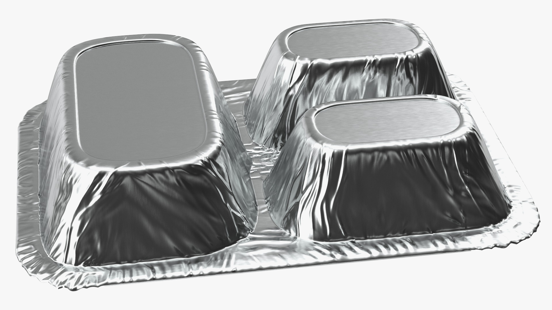 Aluminum Foil Pan 3 Compartment Rectangular Disposable Food Container 3D model