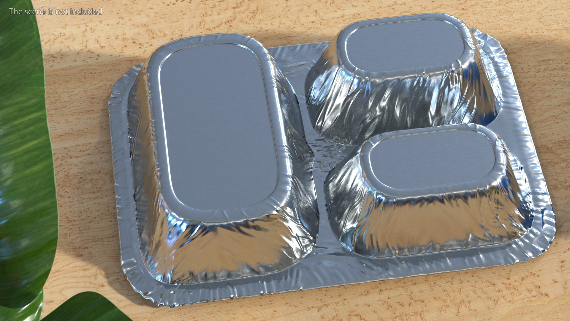 Aluminum Foil Pan 3 Compartment Rectangular Disposable Food Container 3D model