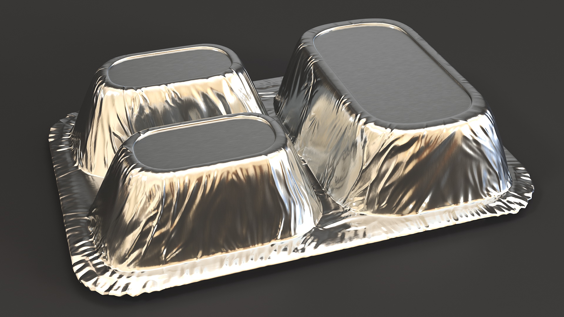 Aluminum Foil Pan 3 Compartment Rectangular Disposable Food Container 3D model