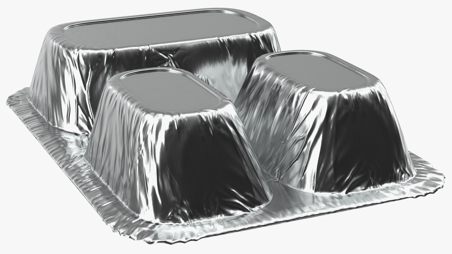 Aluminum Foil Pan 3 Compartment Rectangular Disposable Food Container 3D model