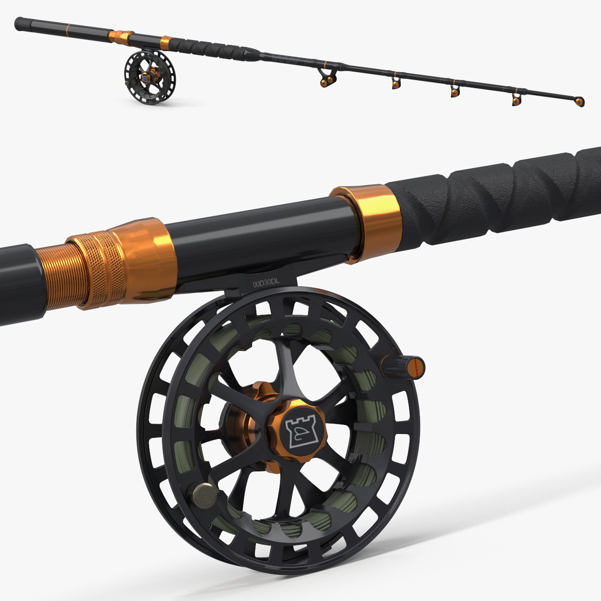Carbon Fly Rod with Reel 3D model preview
