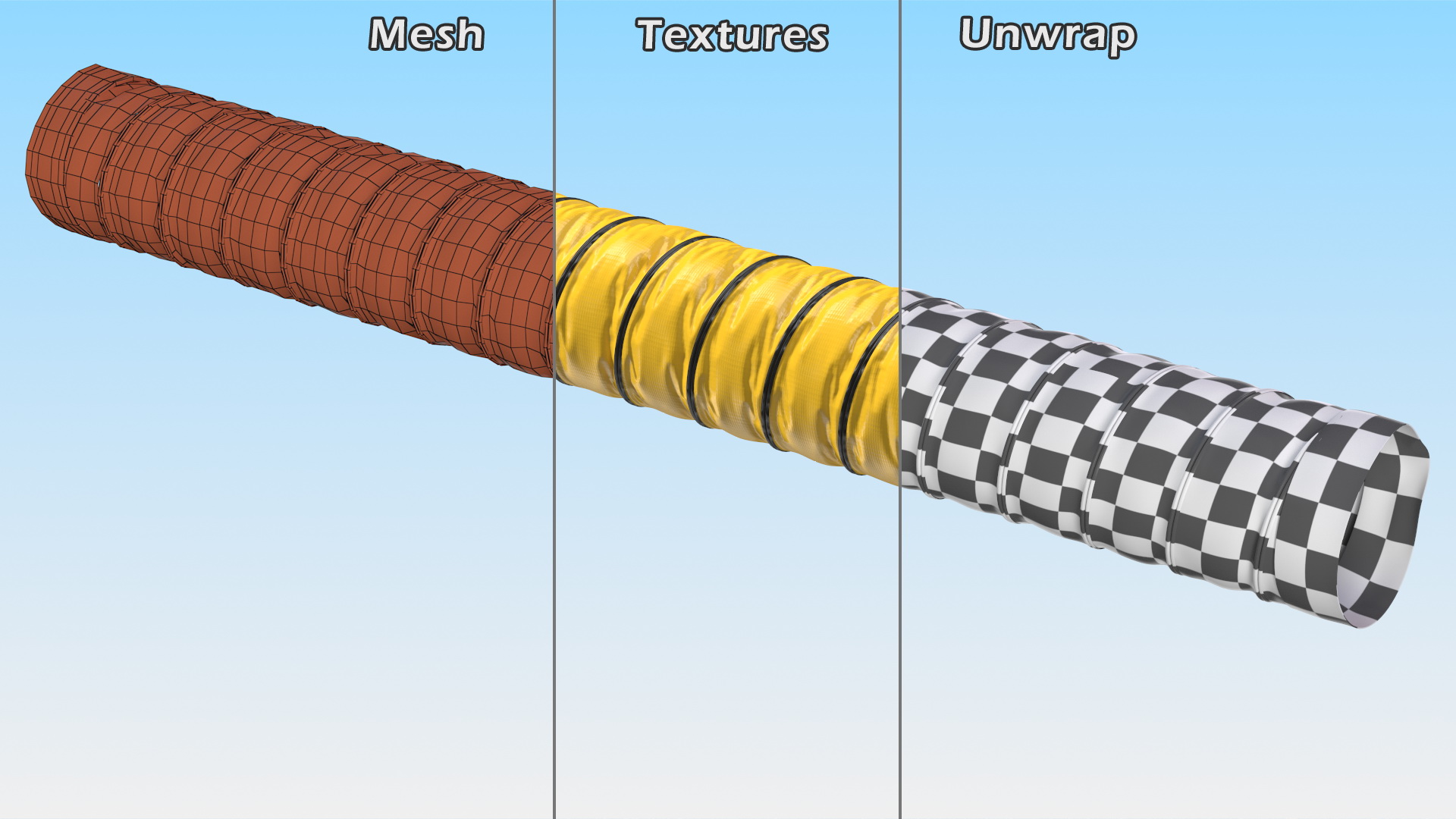 3D PVC Coated Fabric Flexible Duct Rigged model