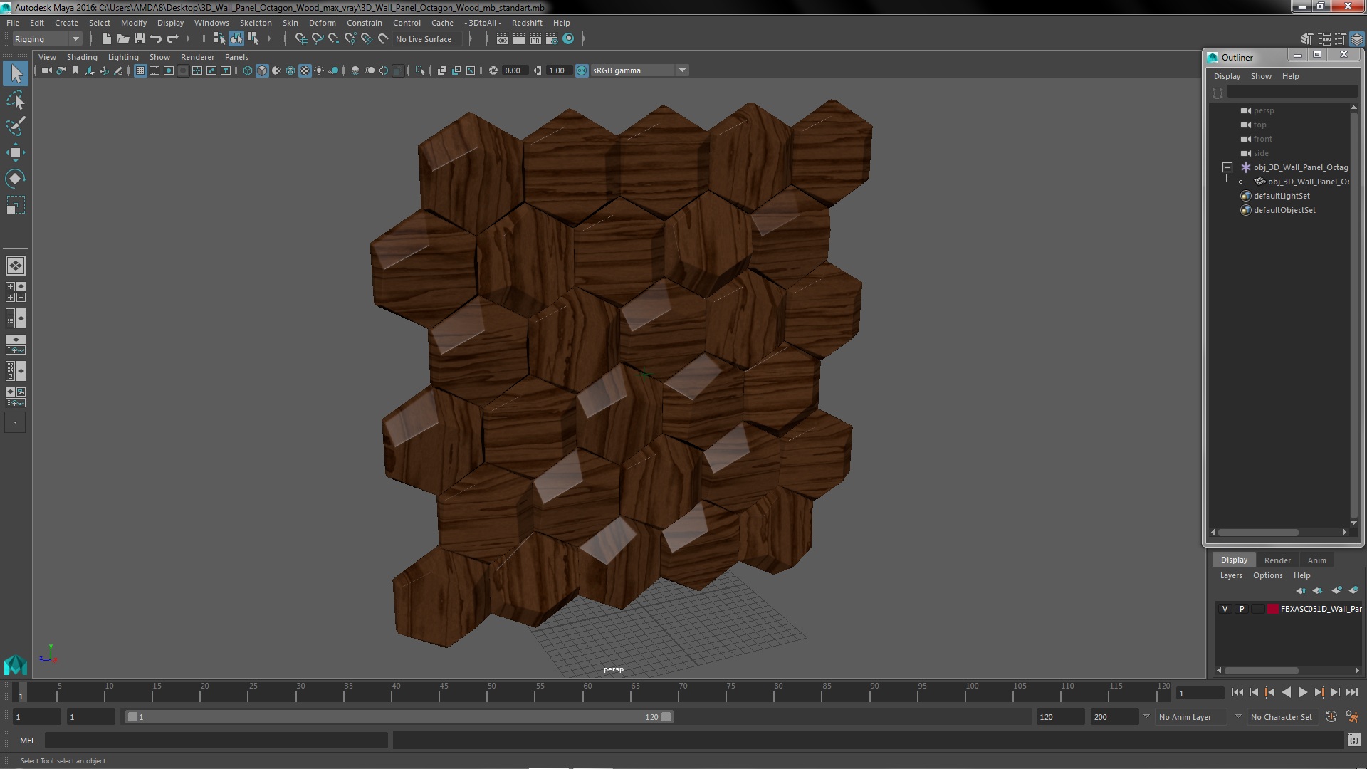 3D 3D Wall Panel Octagon Wood