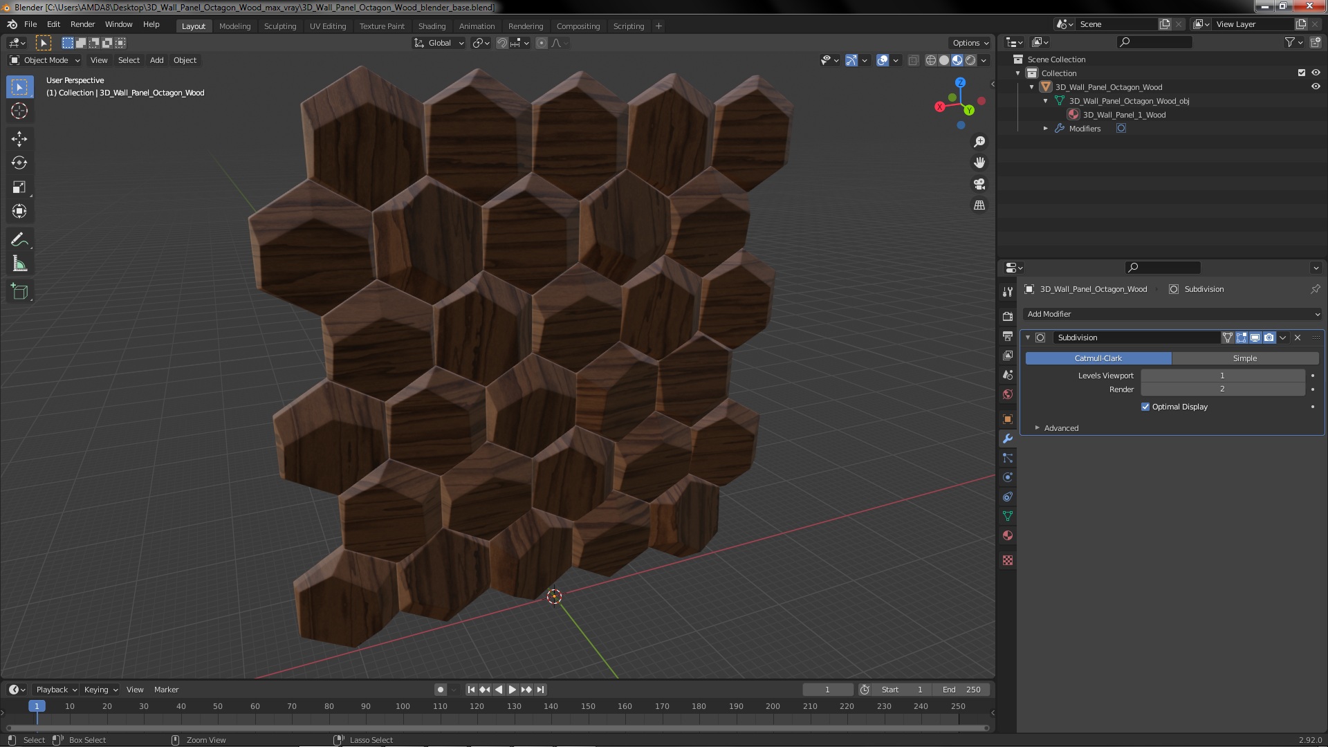3D 3D Wall Panel Octagon Wood