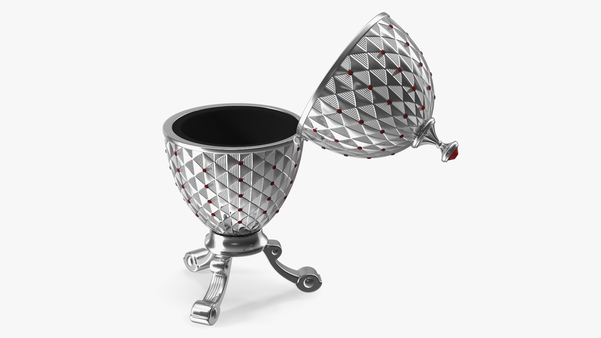 3D Vintage Faberge Egg Silver Open