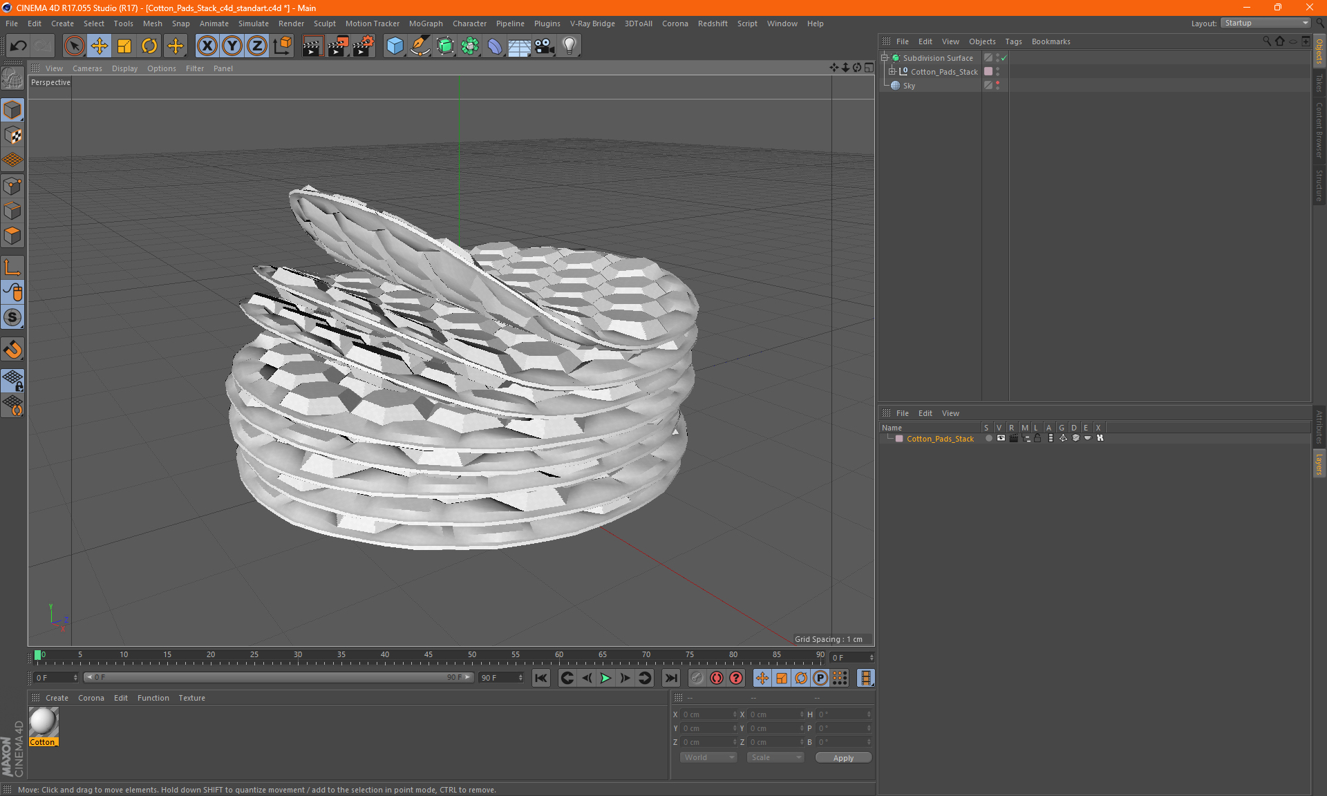 Cotton Pads Stack 3D