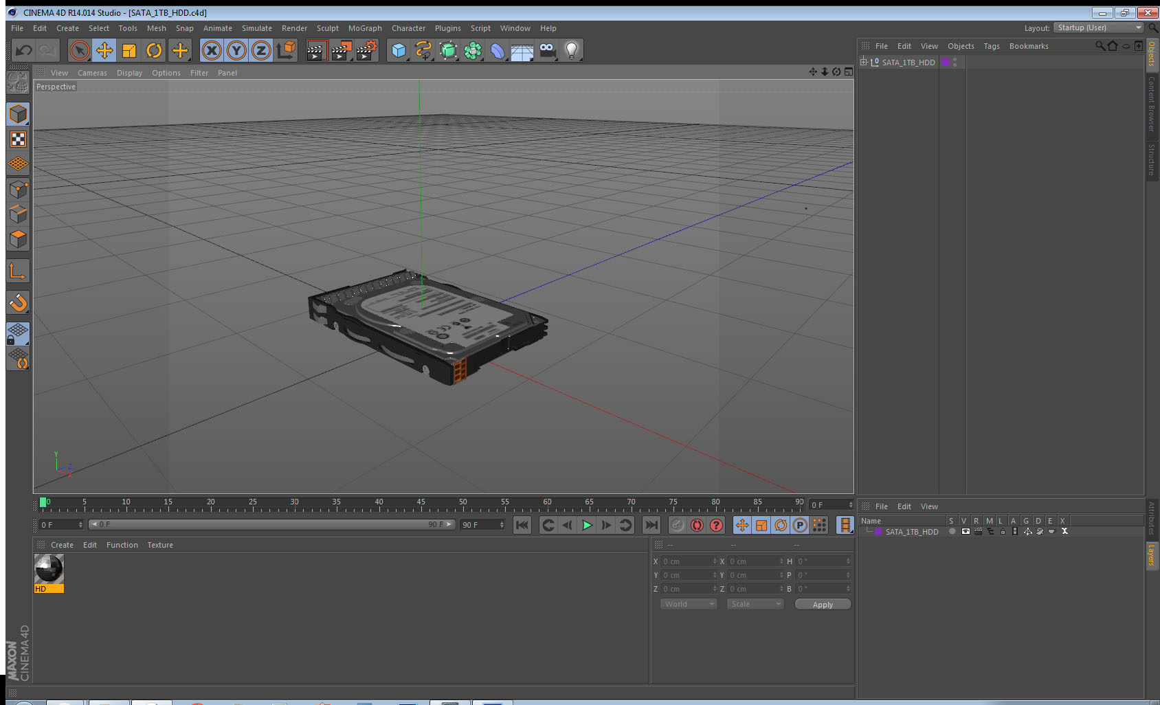 SATA 1TB HDD 3D