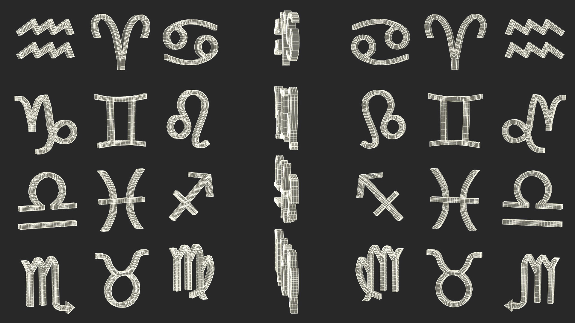 Zodiac Signs Silver 3D model