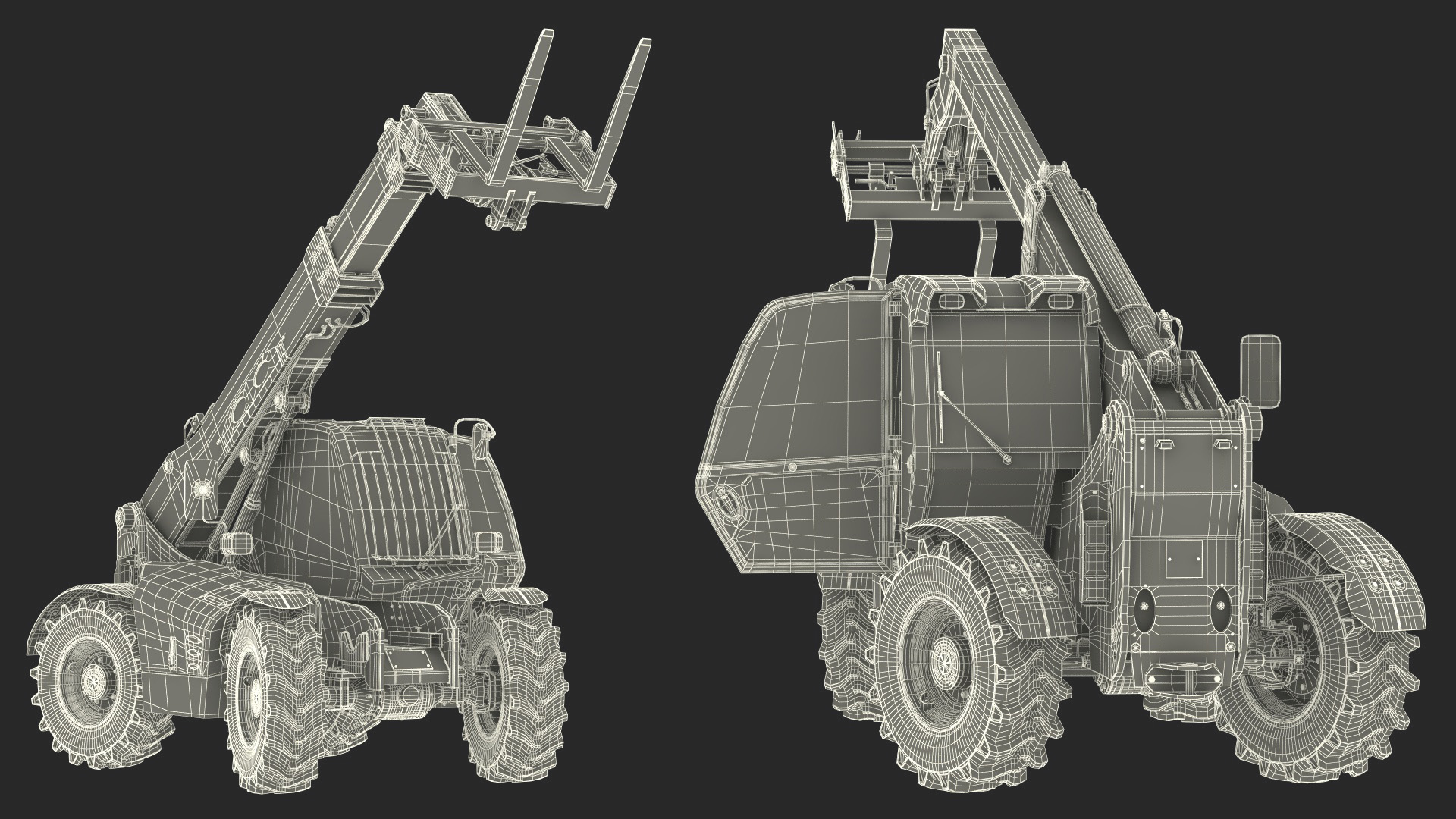 Telehandler Rigged for Cinema 4D 3D