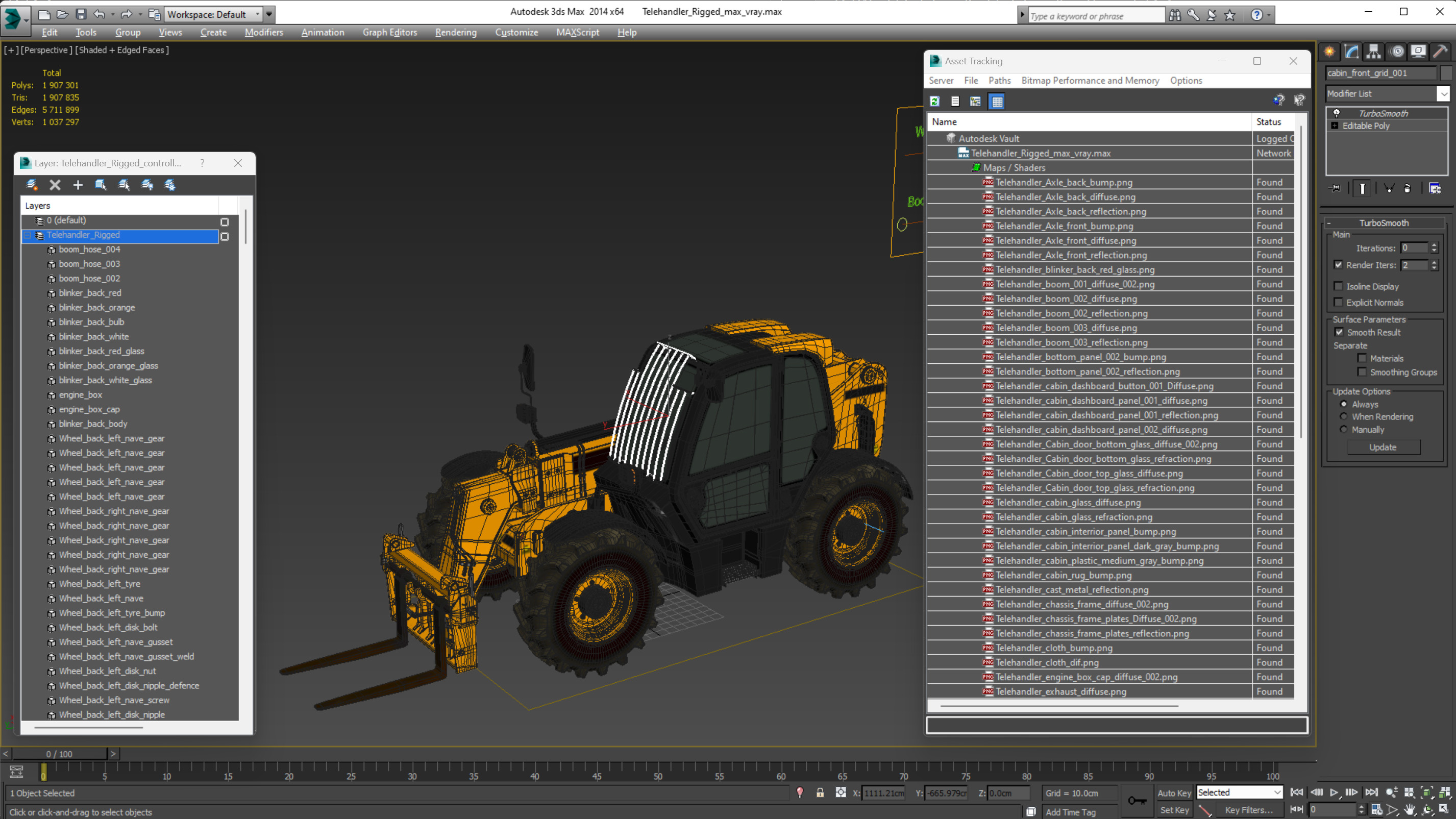 Telehandler Rigged for Cinema 4D 3D