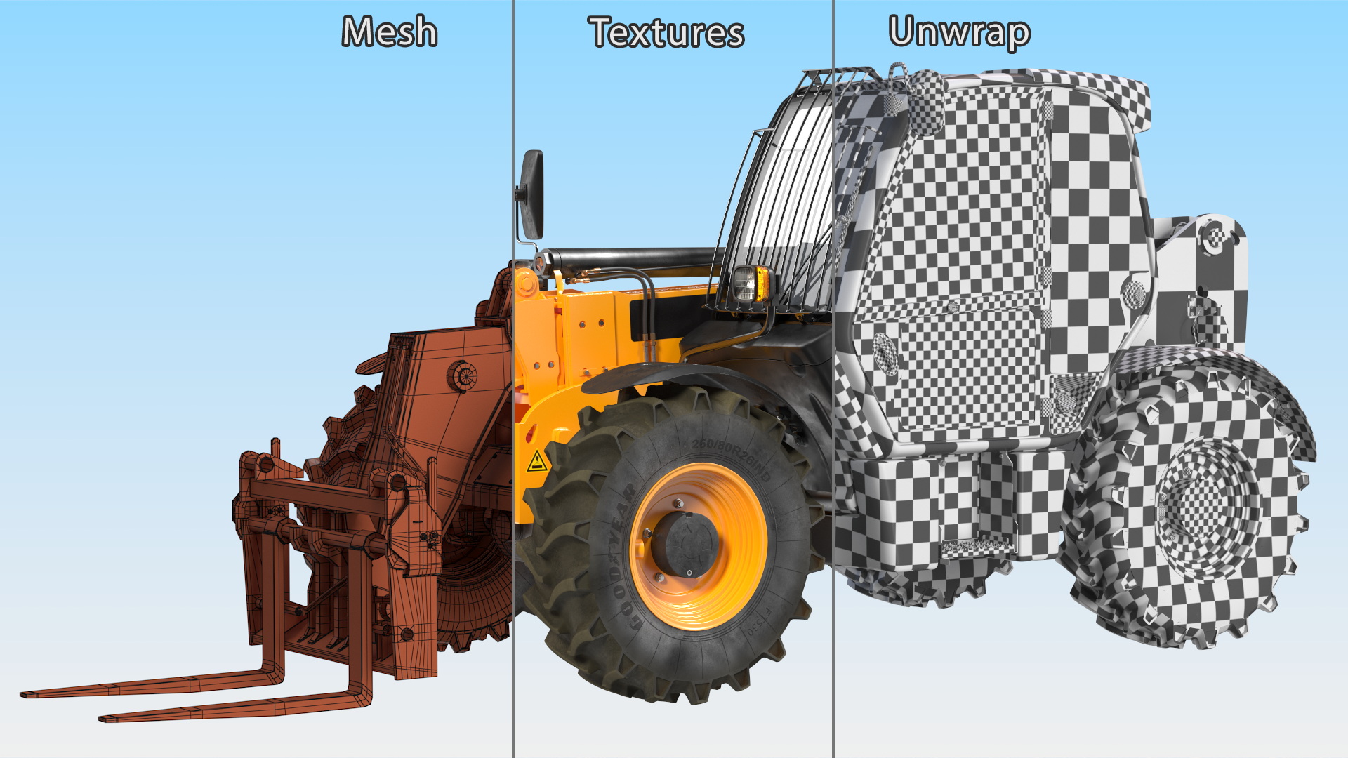 Telehandler Rigged for Cinema 4D 3D