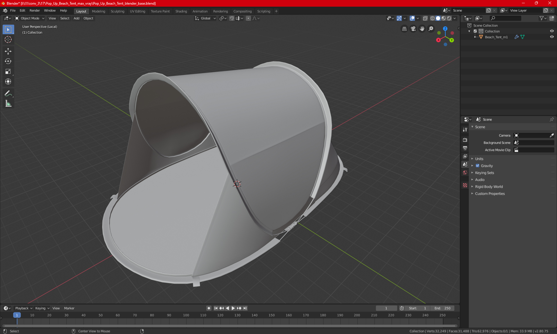 Pop Up Beach Tent 3D