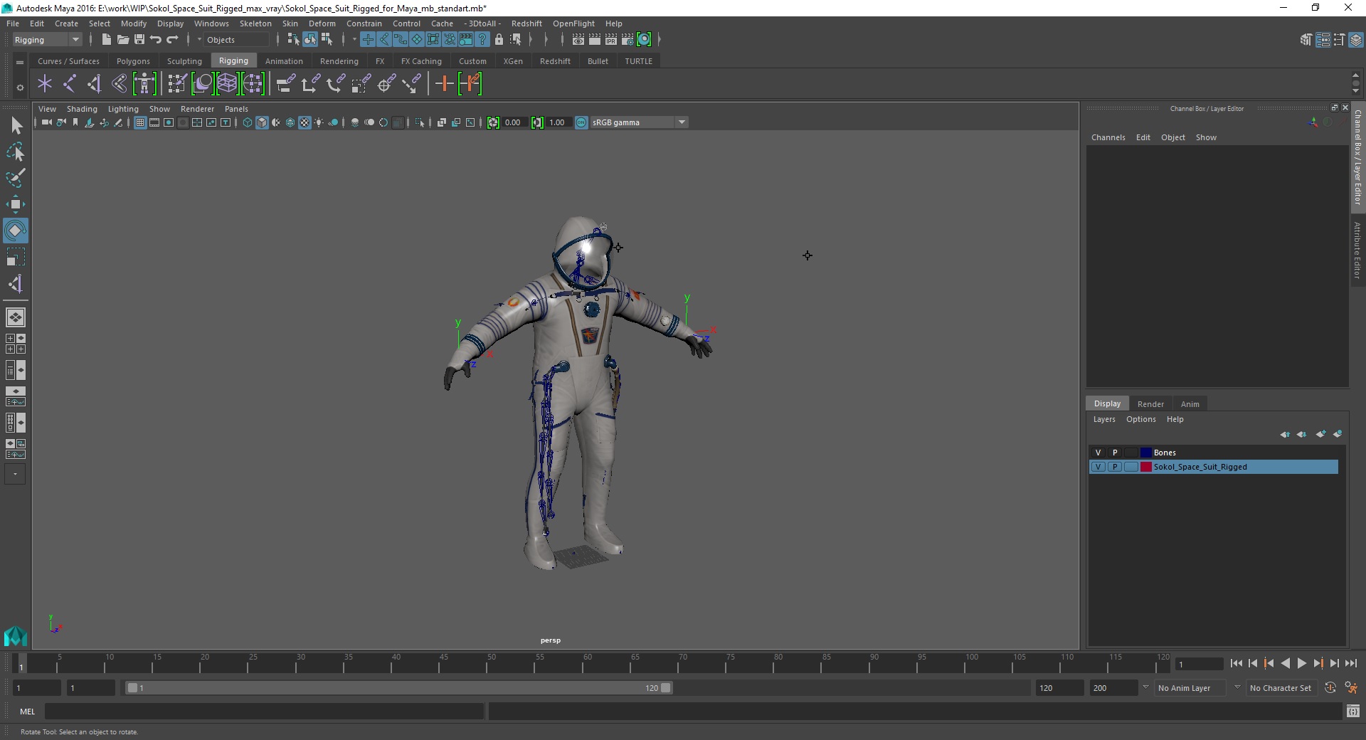 Sokol Space Suit Rigged for Maya 3D