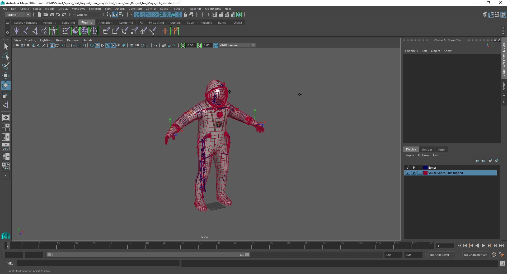 Sokol Space Suit Rigged for Maya 3D