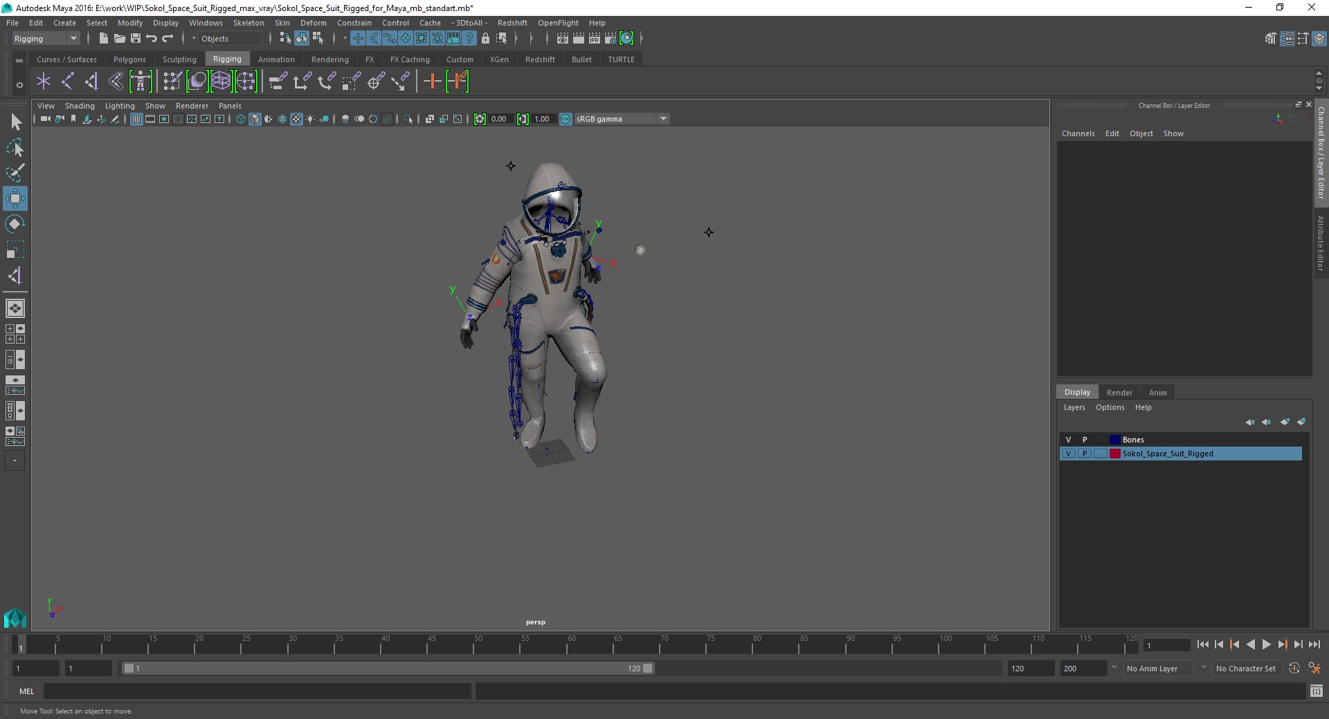 Sokol Space Suit Rigged for Maya 3D