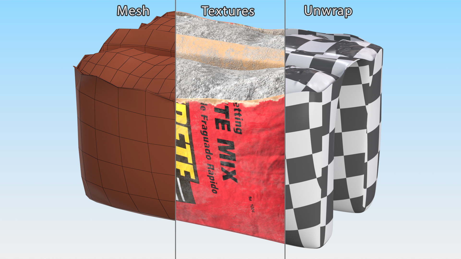 Torn Package Cement 50 Lb Red 3D model