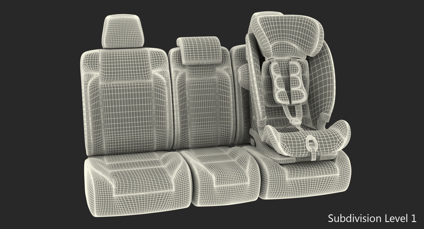 Child Safety Seat on Car Seat 3D model