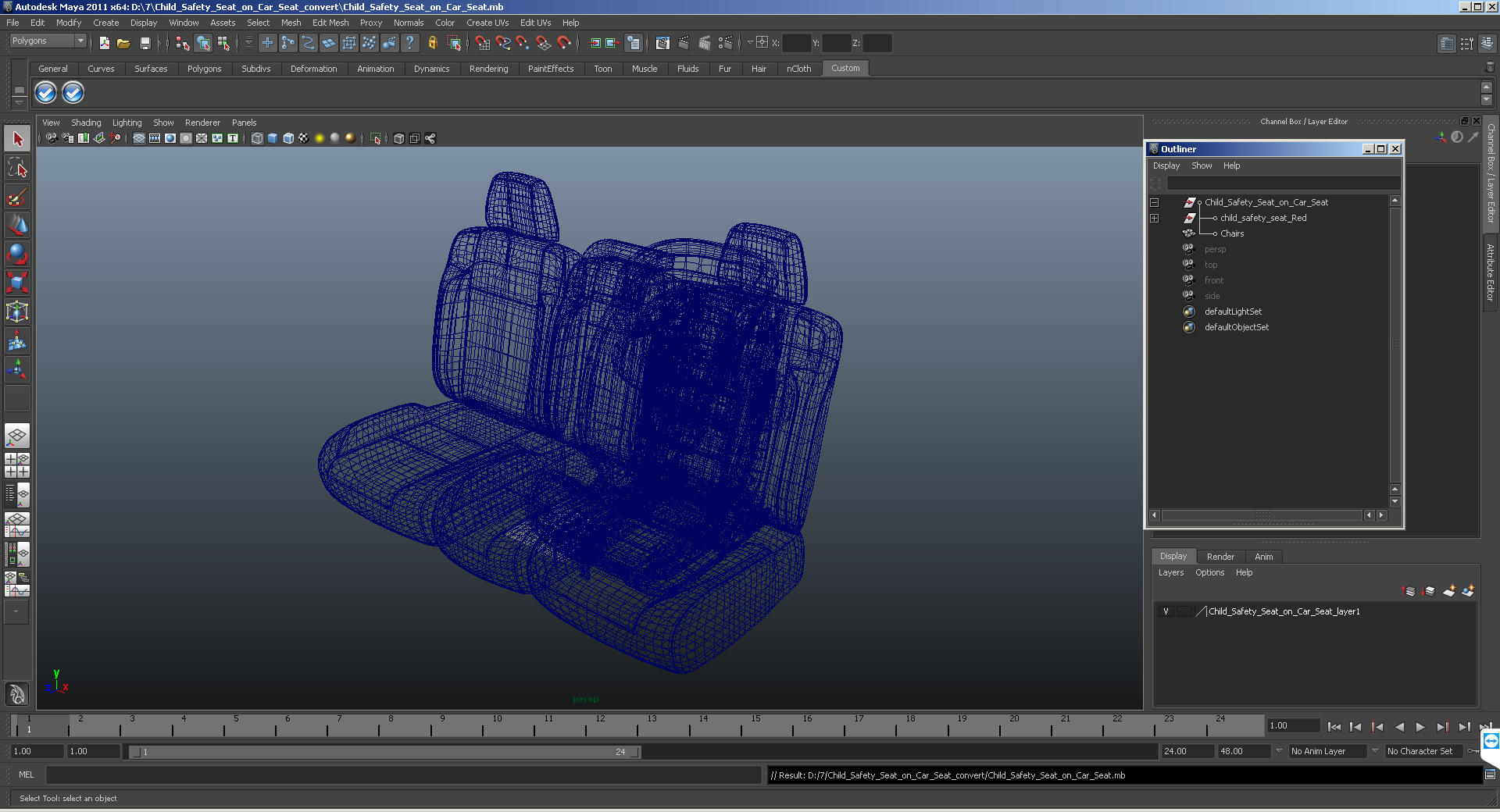 Child Safety Seat on Car Seat 3D model