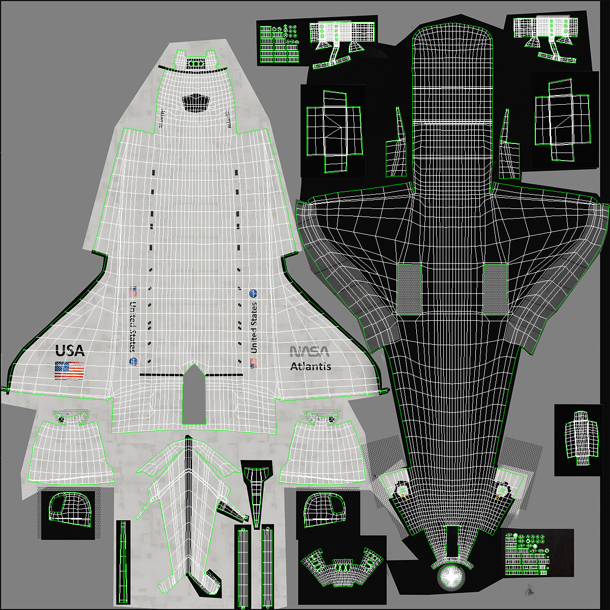 Realistic Space Shuttle Atlantis Rigged 3D model