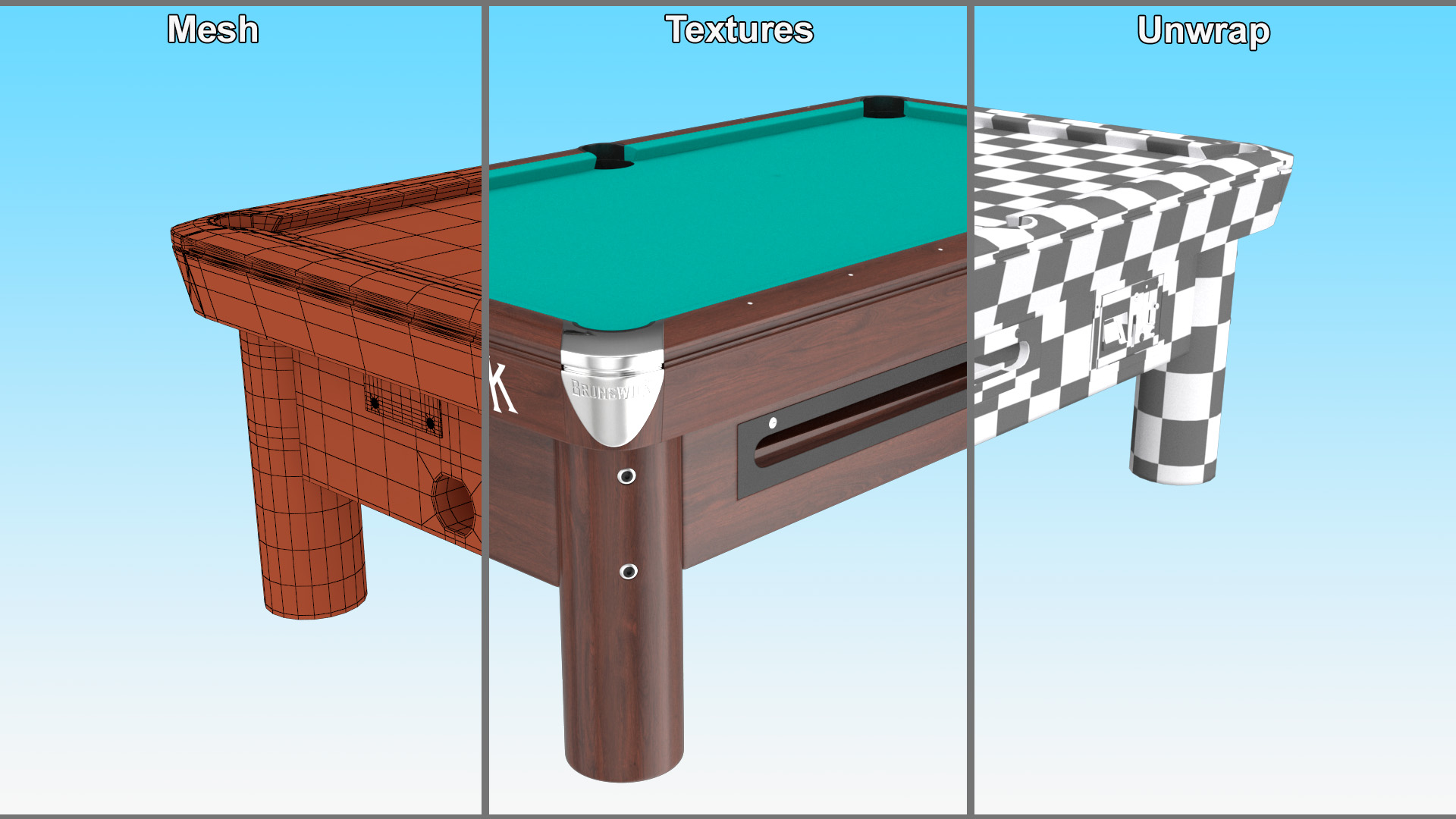 Pool Table Brunswick Green Empty 3D